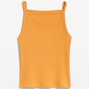 Old Navy Women's Orange High Square Neck Ribbed Tank Top size small
